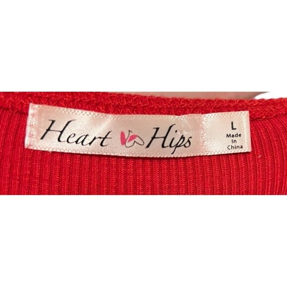 Heart & Hips Red Ribbed Bodycon Button Down Mini Dress Sz Large Womens Short Sle - Picture 4 of 7